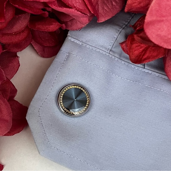 Elegant Royal Blue Gold Outlined Round Cufflinks Tuxedo Studs Formal 8 Pcs Set - Picture 14 of 16